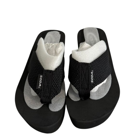 SODA Black Flip-Flop High Platform Wedge Sandals • Size 6 • NEW (No Box) - Picture 7 of 7
